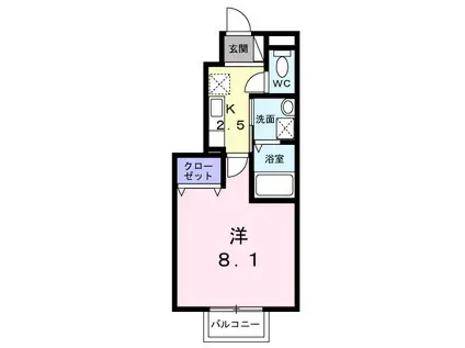 ミッドレジデンス角田(1K/1階)の間取り写真