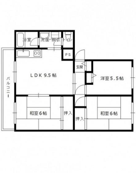増原マンション(3LDK/2階)の間取り写真