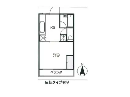 ザ・ドリームII(1K/2階)の間取り写真