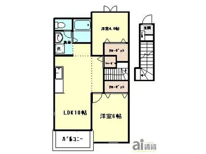 CASA-CEBOLA(2LDK/2階)の間取り写真