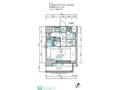 メインステージ五反野II(1K/2階)の間取り写真
