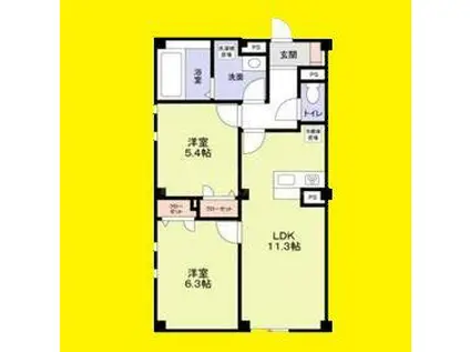 LAPIN湘南(2LDK/1階)の間取り写真