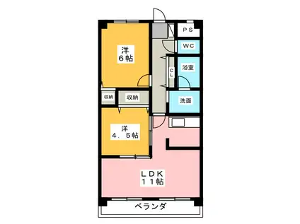 DOMUS(2LDK/1階)の間取り写真
