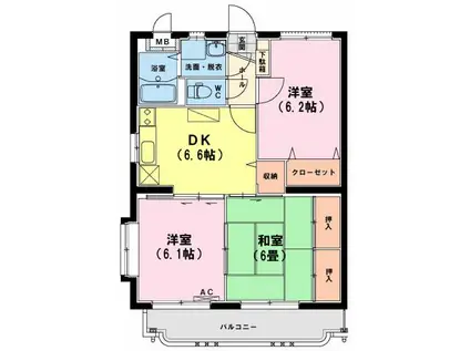 ユーミーアローレ(3DK/3階)の間取り写真