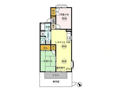 さくらハイツB(2LDK/1階)の間取り写真