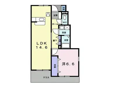 レ・パラッツォII(1LDK/1階)の間取り写真