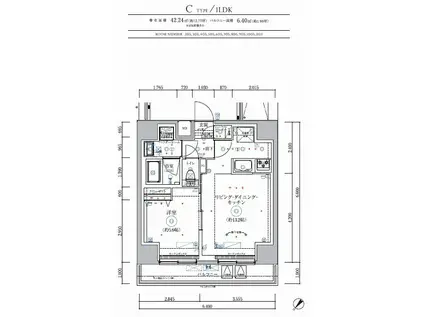 リルシア伊勢佐木長者町(1LDK/2階)の間取り写真