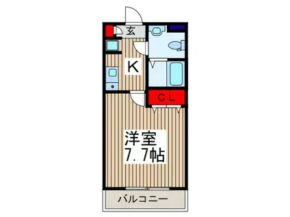 鳩ヶ谷ハウス(1K/1階)の間取り写真