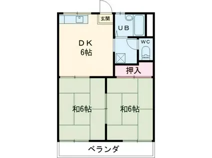 コーポフレグランスB(2DK/1階)の間取り写真