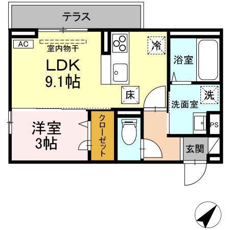 レスア柏崎I(1LDK/1階)の間取り写真