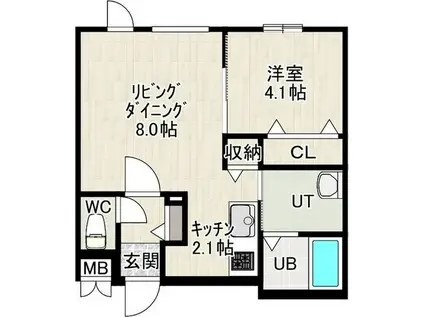 LAND SAKAEMACHI(1LDK/5階)の間取り写真