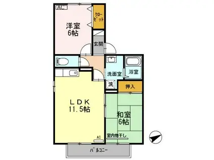 スカイスクレーパーA棟(2LDK/2階)の間取り写真