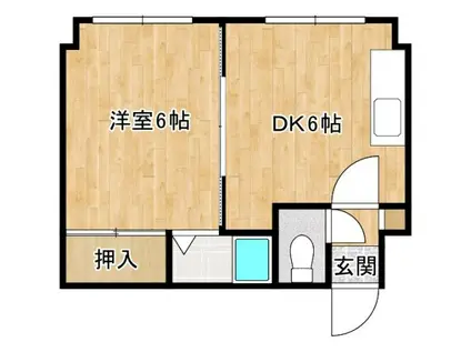 キャッスル中島(1DK/4階)の間取り写真