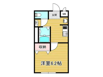 リープラス三木末広(1K/2階)の間取り写真