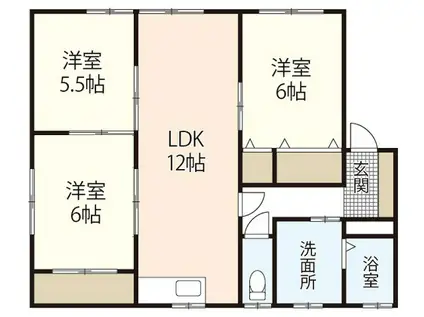 ディアス重田 B棟(3LDK/2階)の間取り写真