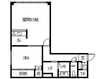 ルチア116(1LDK/2階)の間取り写真