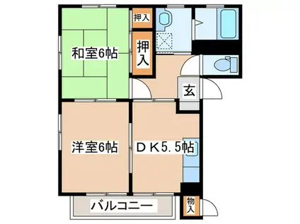 メルベーユ湘南A(2DK/2階)の間取り写真