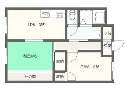 グリーンパレス寺山(2LDK/2階)の間取り写真