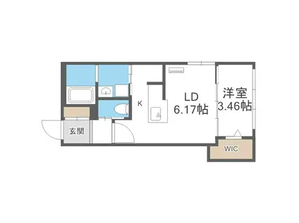 URBAN FLATS 中の島(1LDK/2階)の間取り写真