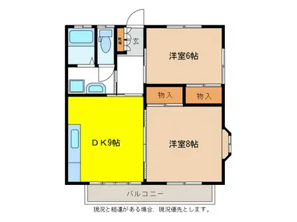 シティーハイツグリーンパーク(2DK/2階)の間取り写真