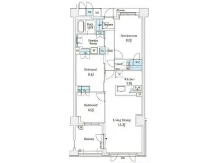 パークシュロス芦屋(2SLDK/3階)の間取り写真