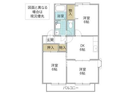 ヌーベルバーグ(3DK/2階)の間取り写真