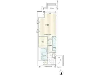 カスタリア麻布十番II(ワンルーム/6階)の間取り写真