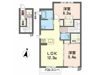 シャーメゾンBETTY(2LDK/2階)の間取り写真