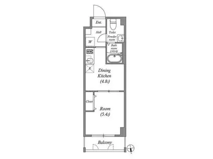 アーバハイツ六町環七北通(1DK/3階)の間取り写真