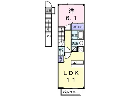 エクセルステージ12(1LDK/2階)の間取り写真