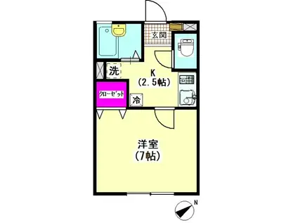 LILAVISTAII(1K/1階)の間取り写真