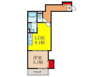 高槻市古曽部町共同(1LDK/1階)の間取り写真