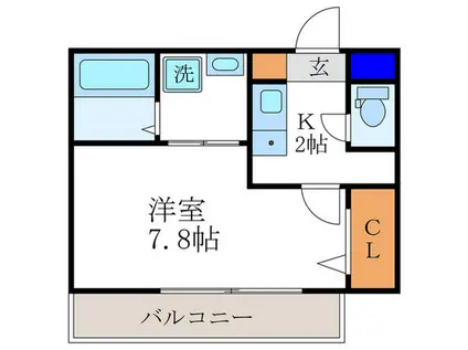 アメリ御所西(1K/1階)の間取り写真