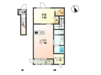 シエル・エトワール(1LDK/2階)の間取り写真