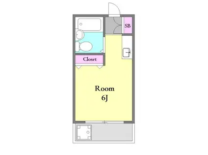 ヒルズ河田町(ワンルーム/2階)の間取り写真