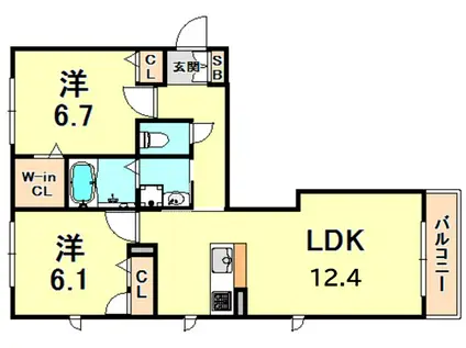 エトール南昭和(2LDK/3階)の間取り写真