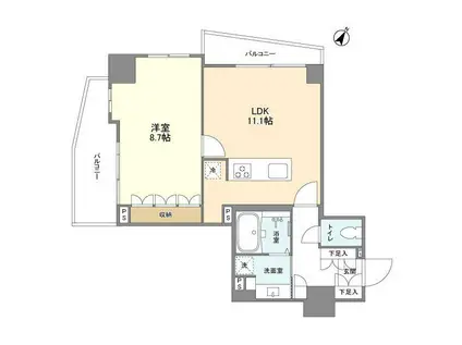 LASANTE五反田(1LDK/8階)の間取り写真