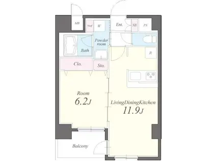 ドムス両国(1LDK/2階)の間取り写真