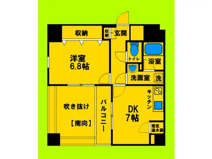 サンレムート江坂セカンド(1DK/6階)の間取り写真