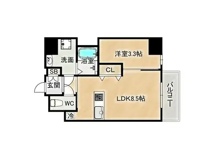 ARTIZA京橋ウエスト(1LDK/3階)の間取り写真