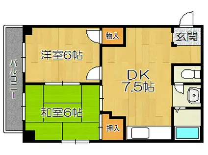 サンパティオ歌島(2DK/3階)の間取り写真