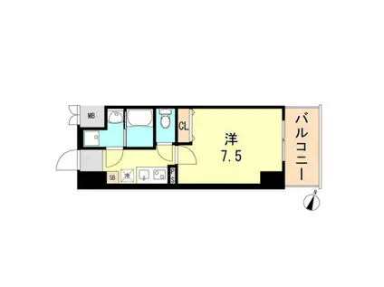 ワコーレヴィータ神戸元町(1K/2階)の間取り写真