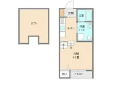 ヴィラ・フォンティーヌ小串(1K/1階)の間取り写真