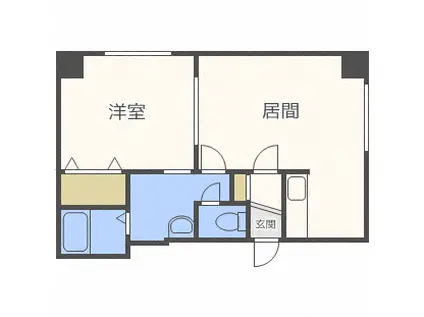 ノペール平和通(1LDK/2階)の間取り写真