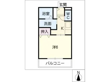 フィオーレジラソーレ(1K/1階)の間取り写真