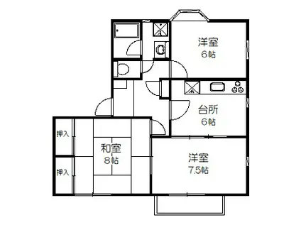 泉ヶ丘ハイム(3DK/2階)の間取り写真