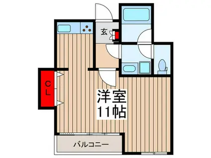 与野ハウス2号棟(ワンルーム/3階)の間取り写真