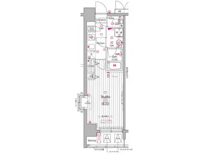 グランド・ガーラ白金高輪II(1K/8階)の間取り写真