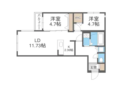 ラクラス大通東(2LDK/3階)の間取り写真
