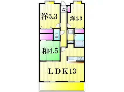 カーサグラン松戸(3LDK/2階)の間取り写真